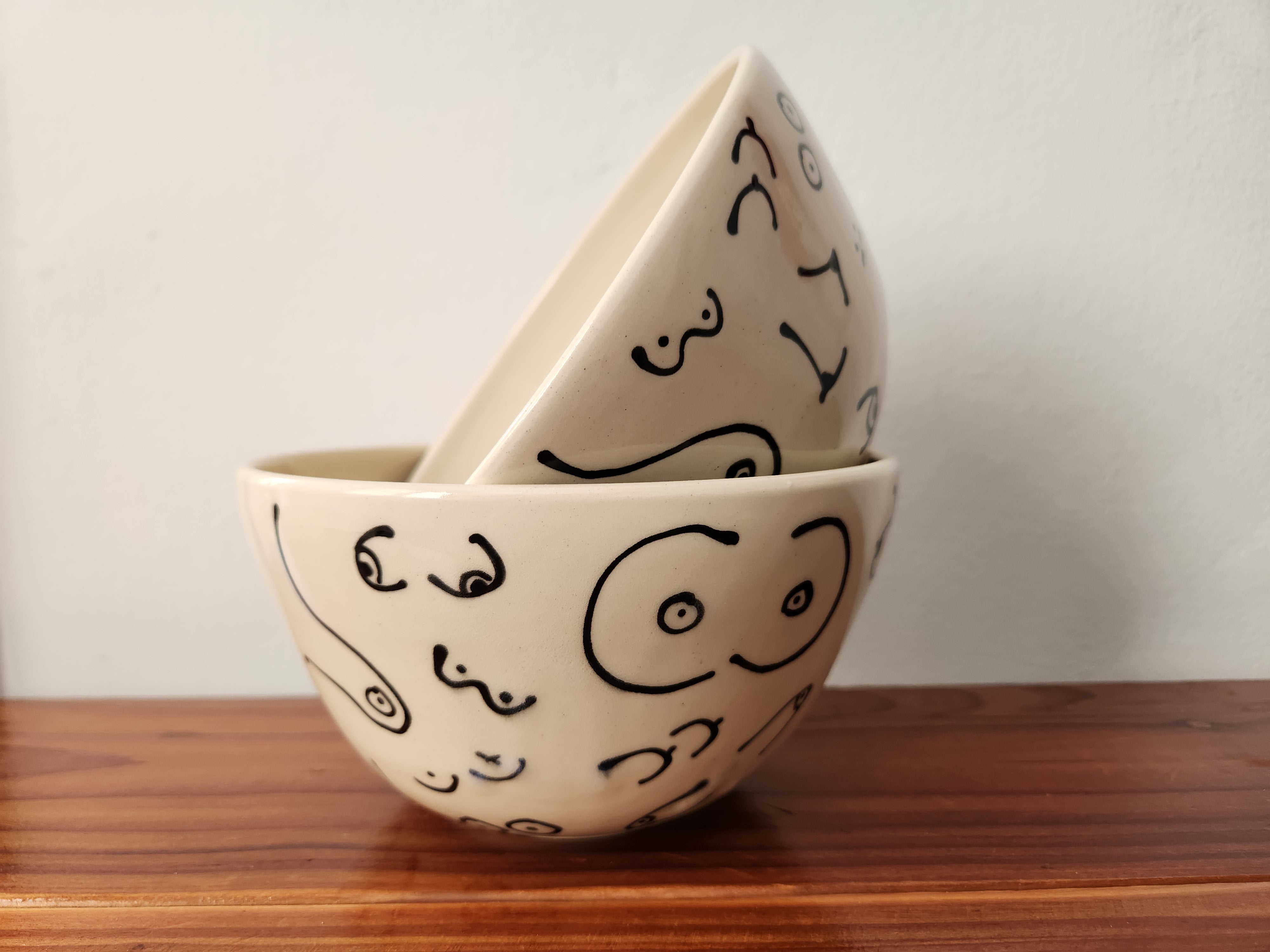 Set of 2 Ramen Bowls - Boob Print