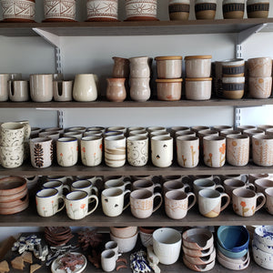 Handmade Ceramics in Los Angeles. Mugs, tumblers, planters, vases. Pottery by South Asian/Indian Artist Gopi Shah.