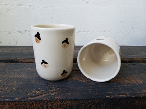 Mug faces handmade ceramic mug bun ladies