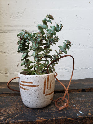 Hanging Planter - Speckled Geometric Lines