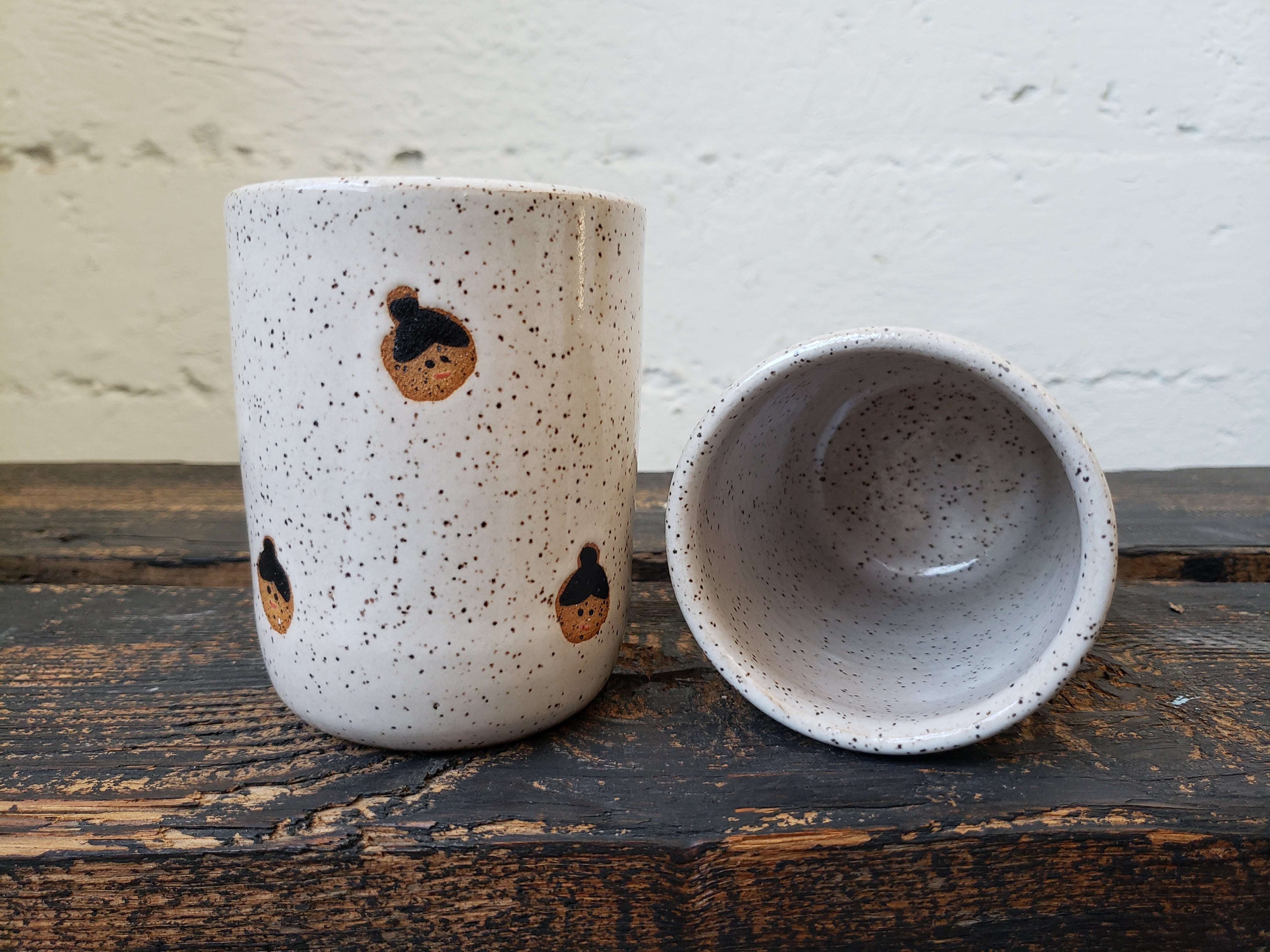 Mug faces handmade ceramic mug bun ladies