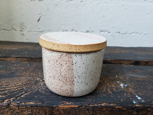 French Butter Keeper - Speckled Rust/White