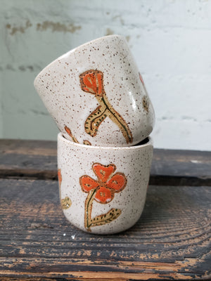 Tea Cup - Speckled Poppies