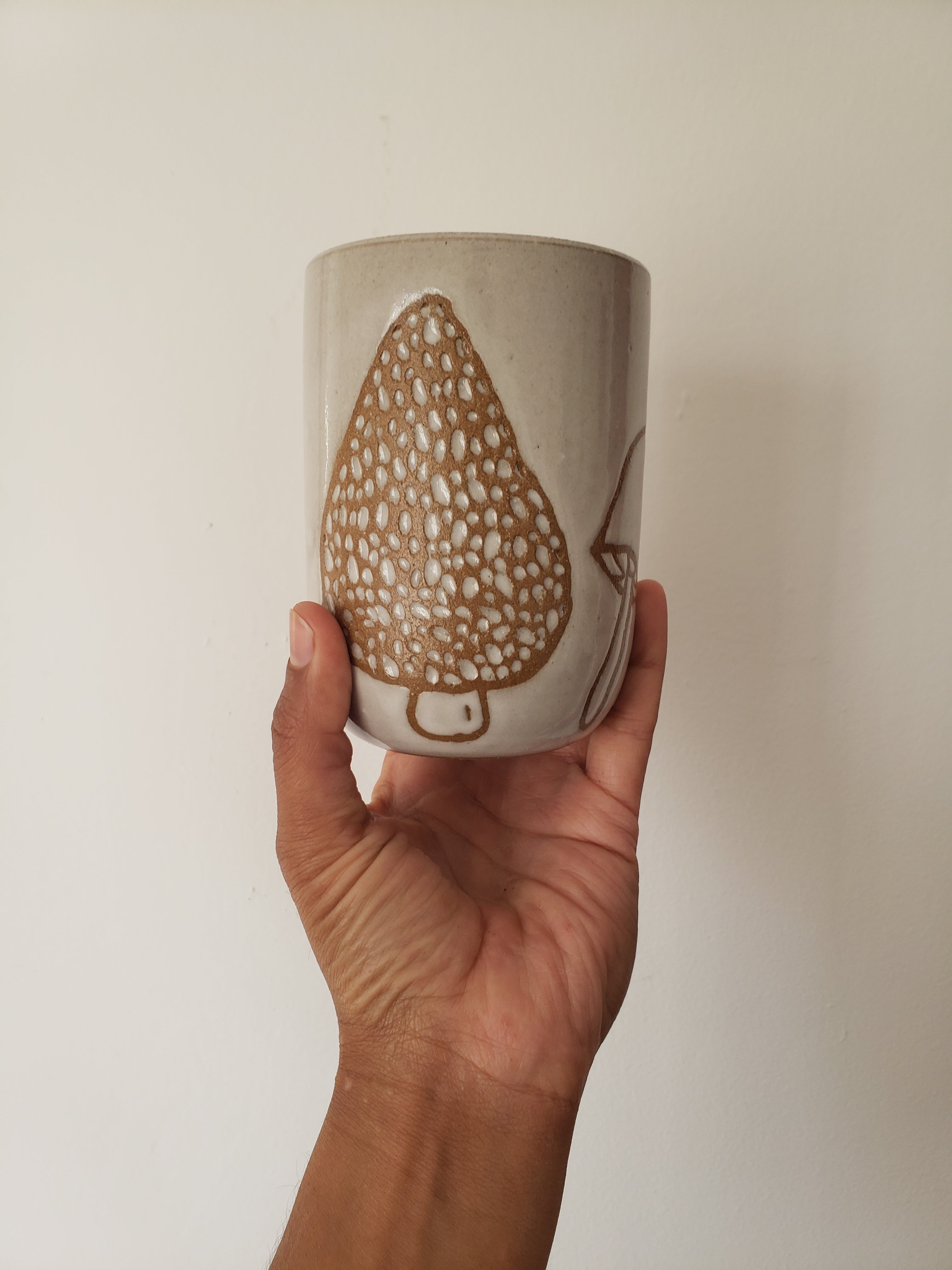 Tumbler - Tan Mushrooms – Gopi Shah Ceramics