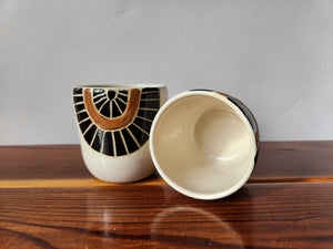 Tea Cup - Black and Brown
