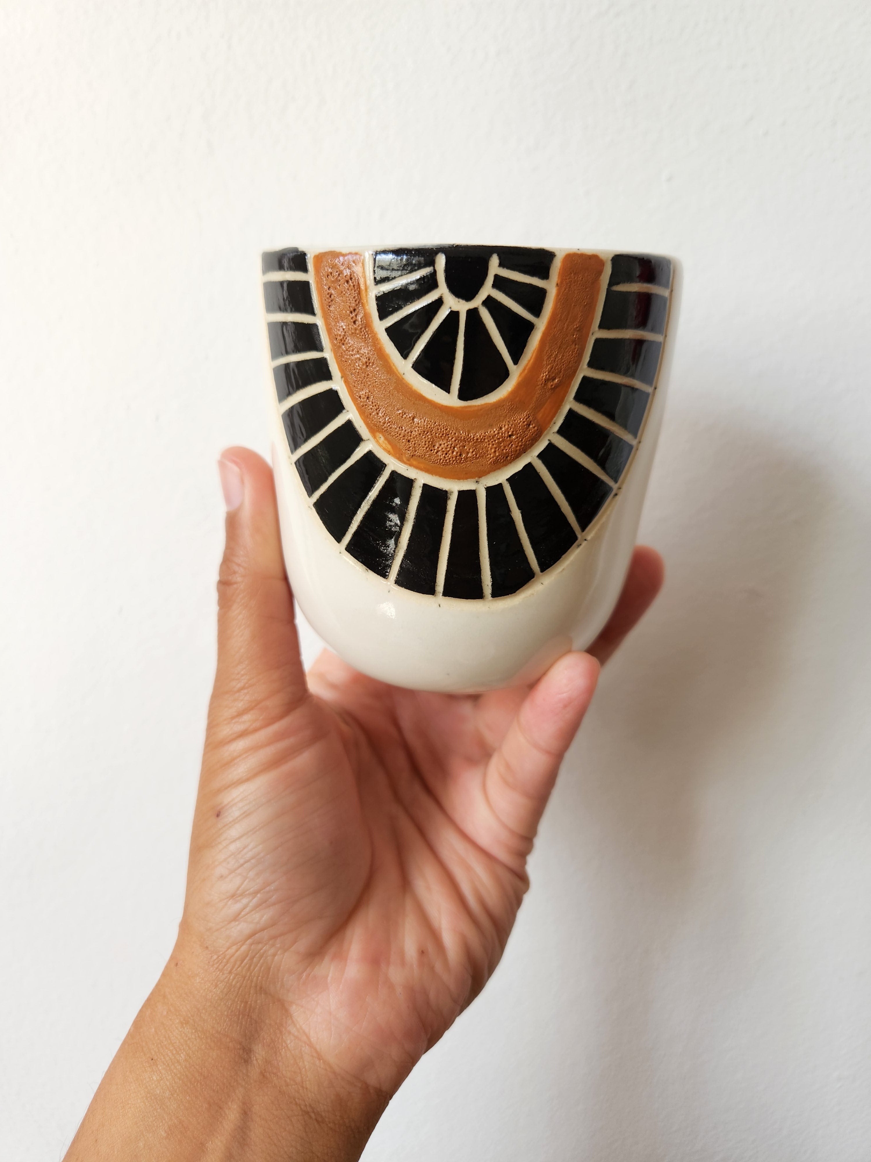Tea Cup - Black and Brown