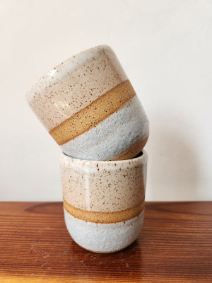 Tea Cup - Speckled White Texture Bands